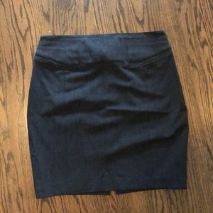 Gray charcoal pencil skirt with back buckle detail